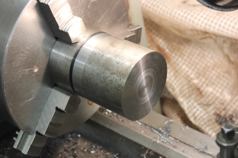 Here is the base screwed onto the threaded mandrel